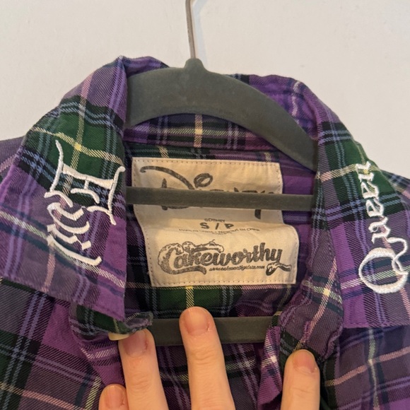 Purple Plaid Shirt with Maleficent Design - Picture 2 of 4